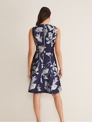 Phase Eight Blue Cassy Floral Jacquard Dress - Image 2 of 6
