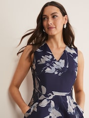 Phase Eight Blue Cassy Floral Jacquard Dress - Image 4 of 6