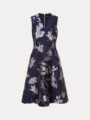 Phase Eight Blue Cassy Floral Jacquard Dress - Image 6 of 6