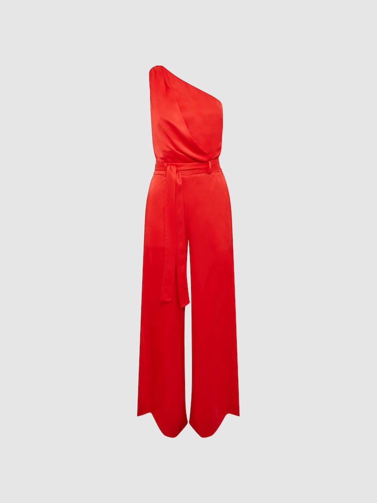 Reiss Red Eliza Petite Off-The-Shoulder Jumpsuit - Image 2 of 6