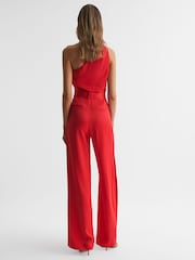 Reiss Red Eliza Petite Off-The-Shoulder Jumpsuit - Image 5 of 6