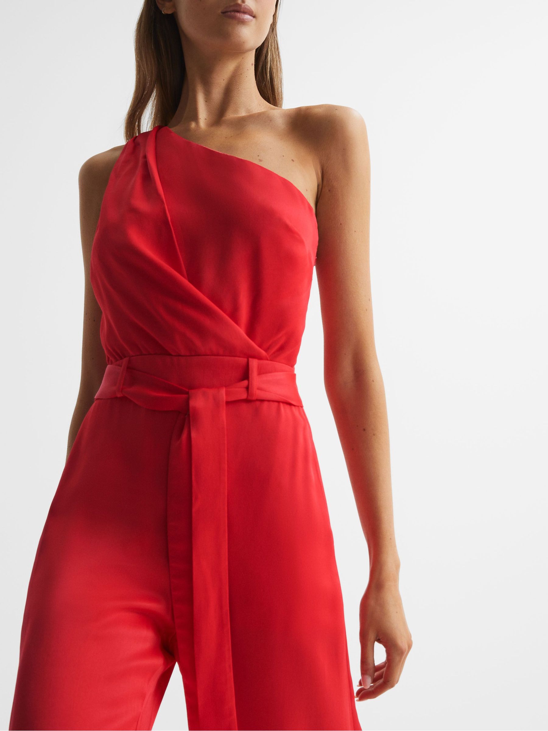 Buy Reiss Red Eliza Petite Off-The-Shoulder Jumpsuit from the Next