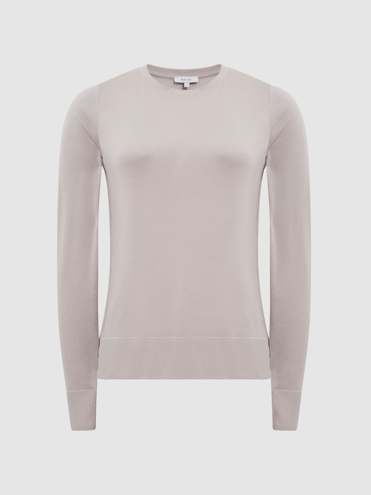 Reiss Blush Drew Long Sleeve Crew Neck Top - Image 2 of 5