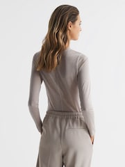 Reiss Blush Drew Long Sleeve Crew Neck Top - Image 5 of 5