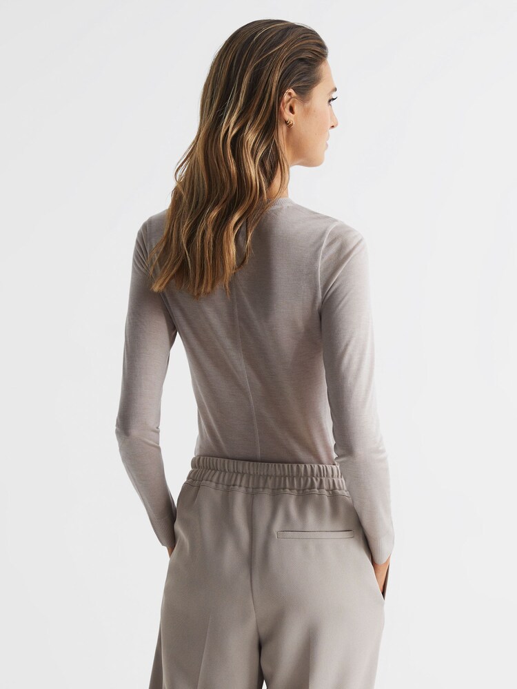 Reiss Blush Drew Long Sleeve Crew Neck Top - Image 5 of 5