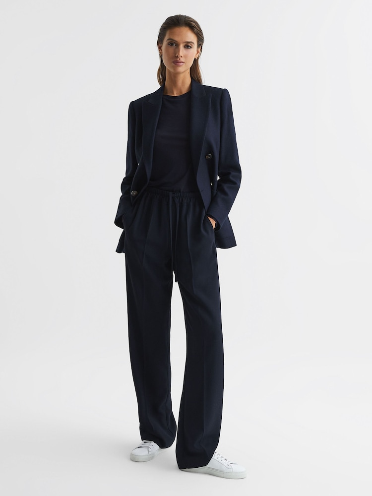 Reiss Navy Drew Long Sleeve Crew Neck Top - Image 7 of 7 Reiss Navy Drew Long Sleeve Crew Neck Top - Image 7 of 7