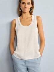 White Satin Front Knit Vest - Image 1 of 6