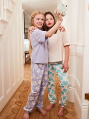 Cream/Lilac Cotton Pyjamas 2 Packs (3-16yrs) - Image 2 of 11