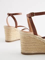 Tan Brown Forever Comfort® Leather Stud Strap Wedges - Image 9 of 9