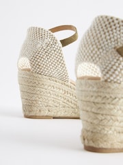 Khaki Green Scallop Peep Toe Wedges - Image 5 of 7