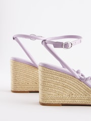 Lilac Purple Forever Comfort® Twist Strap Detail Square Toe Wedge Sandals - Image 5 of 6