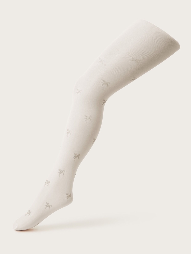 Monsoon Gold Glitter Unicorn Print Tights - Image 1 of 2