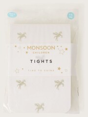Monsoon Gold Glitter Unicorn Print Tights - Image 2 of 2