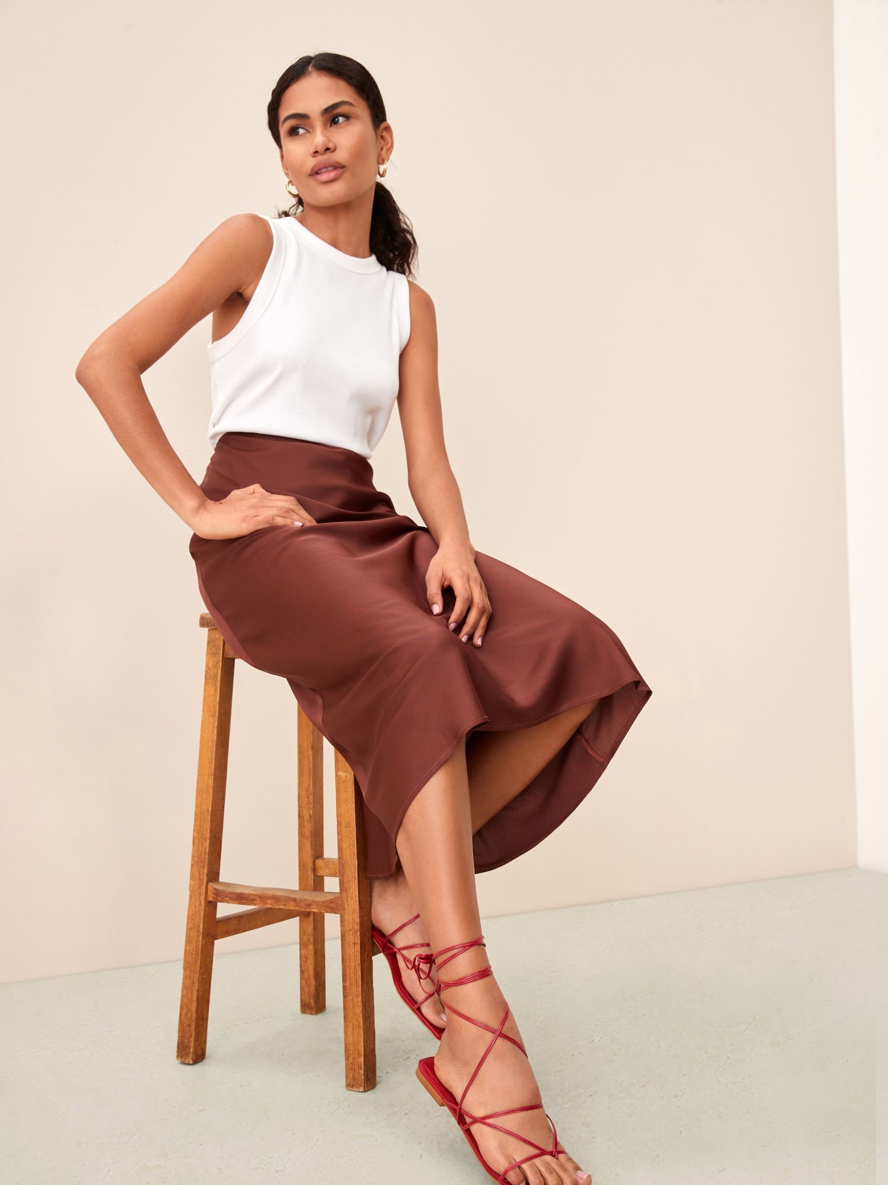 Red ankle wrap sandals outlet