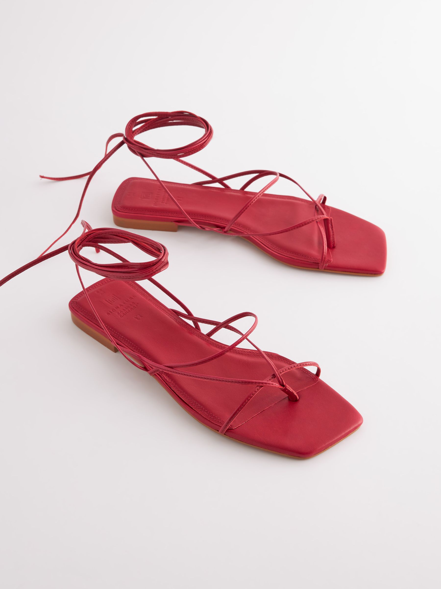 Sandales plates rouges best sale