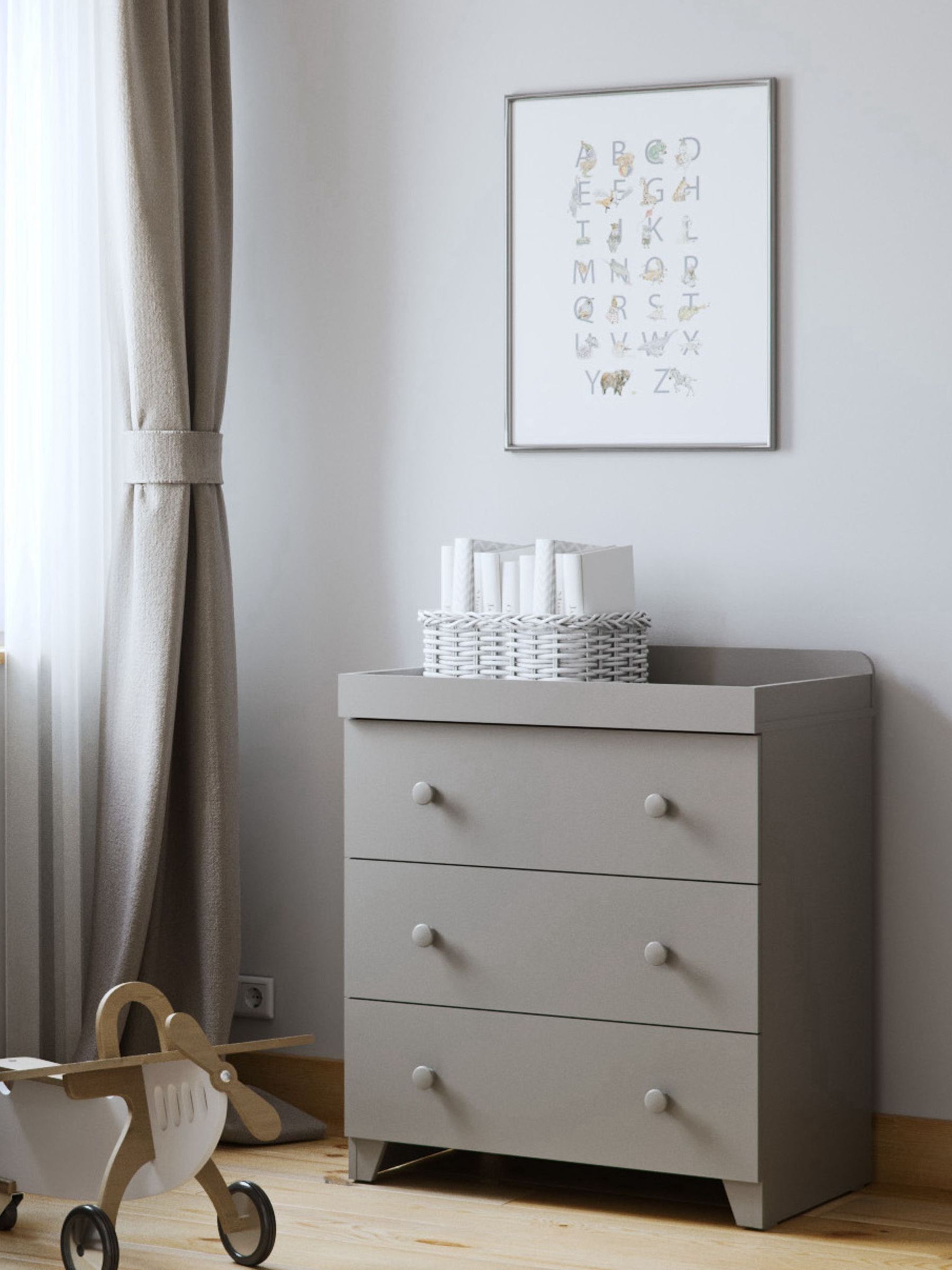 Buy Little Acorns Light Grey Classic 3 Draw Dresser Changing Unit from the Next UK online shop