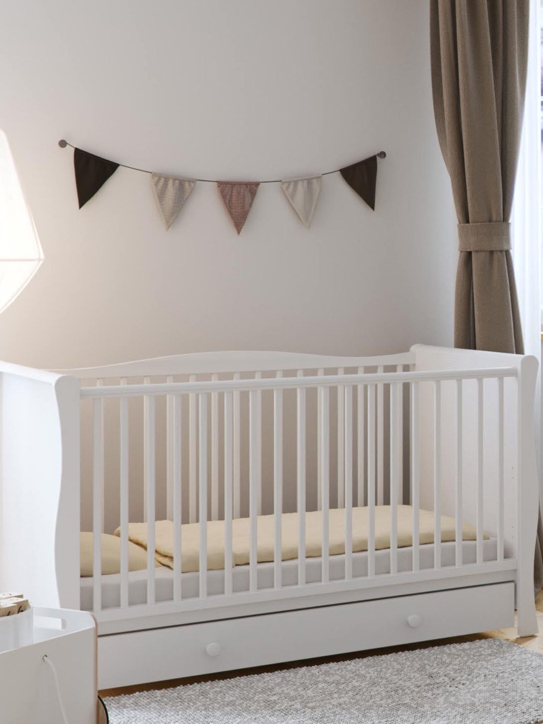 Buy Little Acorns White Space Saver Sleigh Cot With Drawer from the Next UK online shop
