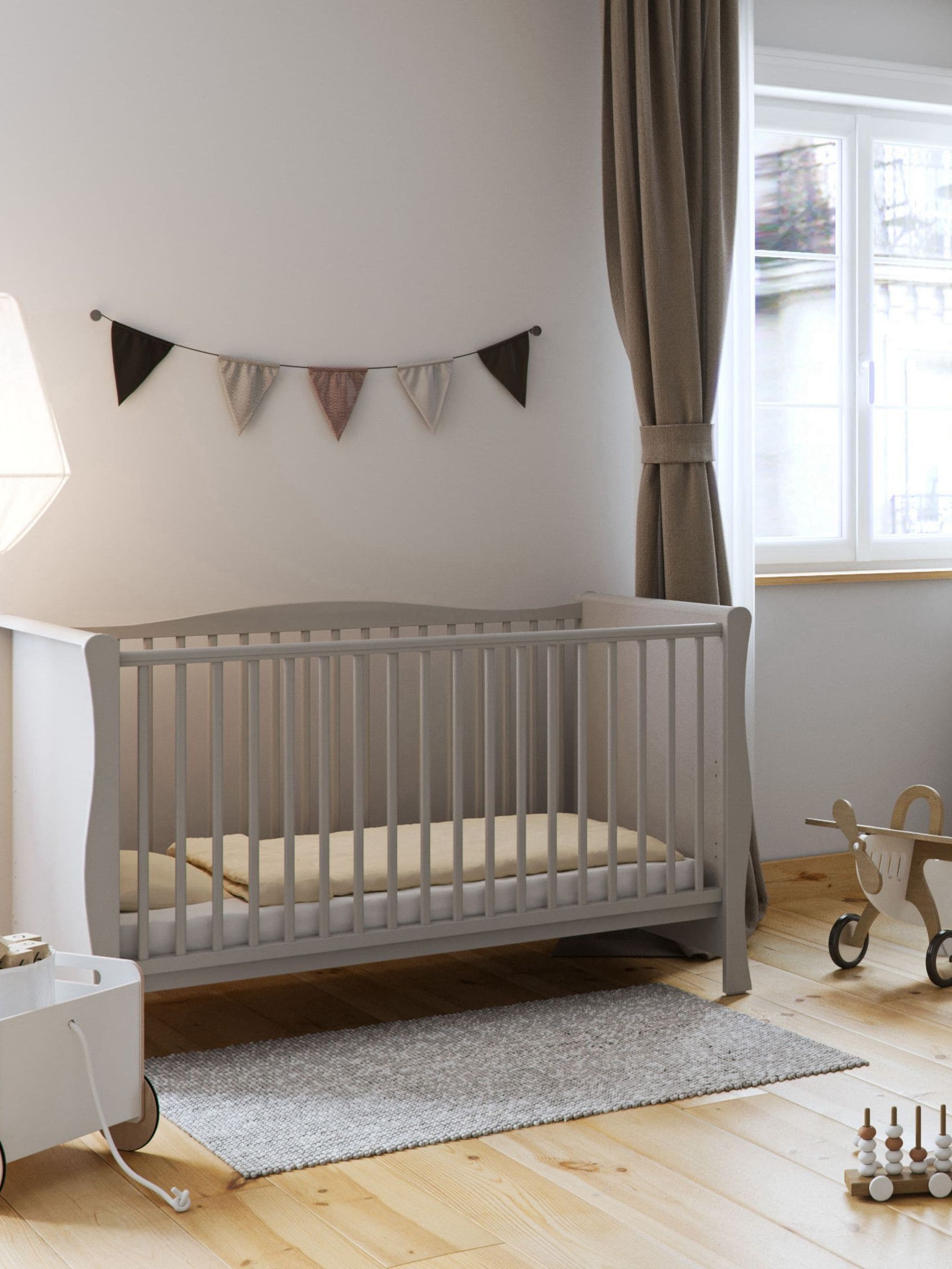 Buy Little Acorns Light Grey Sleigh Cot Bed Without Drawer from the Next UK online shop
