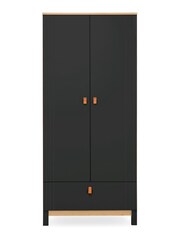 Cuddleco Black Rafi Nursery Wardrobe in Oak and White - Image 4 of 5