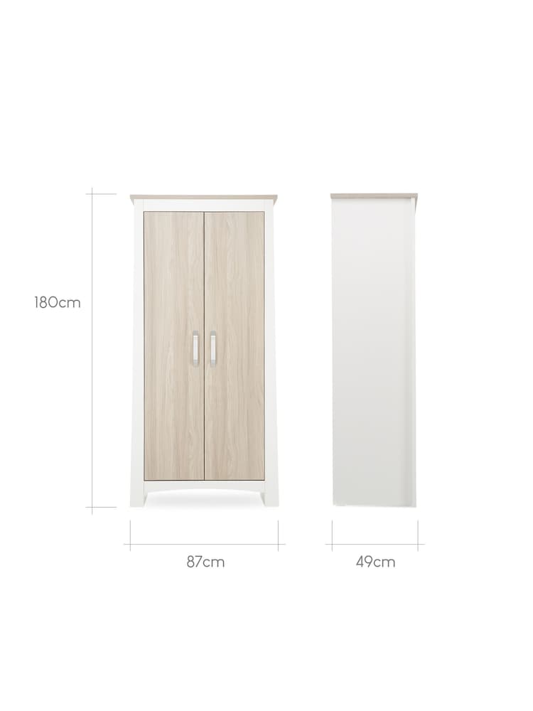 Cuddleco White Ada 2 Door Nursery Wardrobe in White and Ash - Image 5 of 5