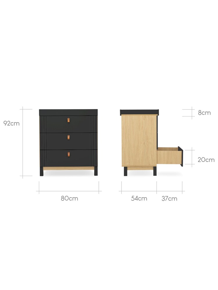 Cuddleco Rafi Oak and Black 2 Piece Nursery Furniture Set - Image 7 of 7
