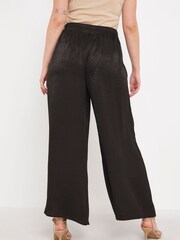 Simply Be Black Velvet Satin Wide Leg Trousers - Image 2 of 4