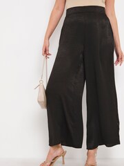 Simply Be Black Velvet Satin Wide Leg Trousers - Image 3 of 4