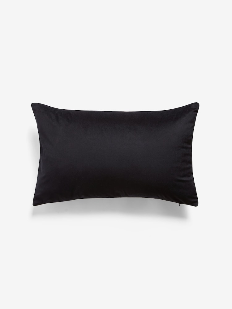 Monochrome 40 x 59cm Retro Cut Velvet Cushion - Image 5 of 5