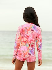 Pink Colour Burst Long Sleeved Shortie Swimsuit (3-16yrs) - Image 2 of 5