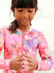 Pink Colour Burst Long Sleeved Shortie Swimsuit (3-16yrs) - Image 3 of 5