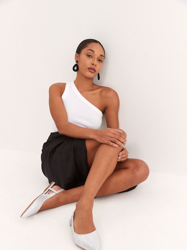 Silver Forever Comfort Bling Point Toe Slingback Flats - Image 2 of 9