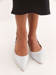 Silver Forever Comfort Bling Point Toe Slingback Flats - Image 3 of 9