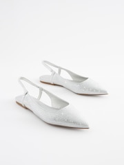 Silver Forever Comfort Bling Point Toe Slingback Flats - Image 5 of 9