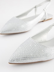 Silver Forever Comfort Bling Point Toe Slingback Flats - Image 7 of 9
