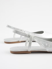 Silver Forever Comfort Bling Point Toe Slingback Flats - Image 8 of 9