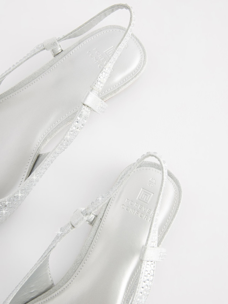 Silver Forever Comfort Bling Point Toe Slingback Flats - Image 9 of 9 Silver Forever Comfort Bling Point Toe Slingback Flats - Image 9 of 9