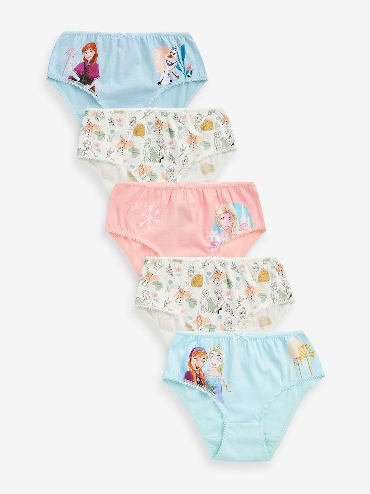 Pink/Blue Disney Frozen 100% Cotton Briefs 5 Pack (1.5-10yrs) - Image 1 of 8