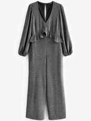 Simply Be Silver Grey Glitter Knit Jumpsuit - Image 5 of 5