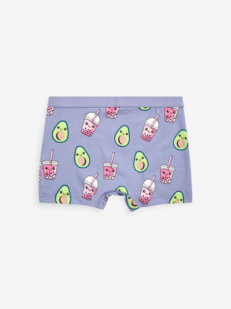 Pink/Grey Avocado Bubble Tea Short Briefs 5 Pack (2-16yrs) - Image 2 of 2