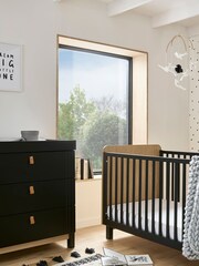 Cuddleco 4 Piece Rafi Oak and Black Nursery Furniture Set - Image 3 of 9