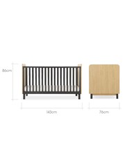 Cuddleco 4 Piece Rafi Oak and Black Nursery Furniture Set - Image 5 of 9