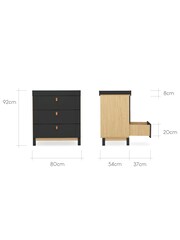 Cuddleco 4 Piece Rafi Oak and Black Nursery Furniture Set - Image 6 of 9