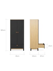 Cuddleco 4 Piece Rafi Oak and Black Nursery Furniture Set - Image 7 of 9
