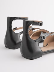 Black Forever Comfort® Point Toe Studded Strap Flat Shoes - Image 4 of 5