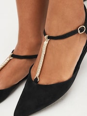 Black Forever Comfort® T-Bar Point Toe Shoes - Image 2 of 7