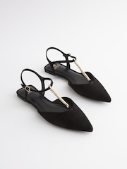 Black Forever Comfort® T-Bar Point Toe Shoes - Image 3 of 7