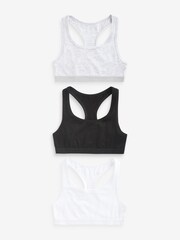 Black/Grey/White Racer Back Crop Tops 3 Pack (5-16yrs) - Image 1 of 4