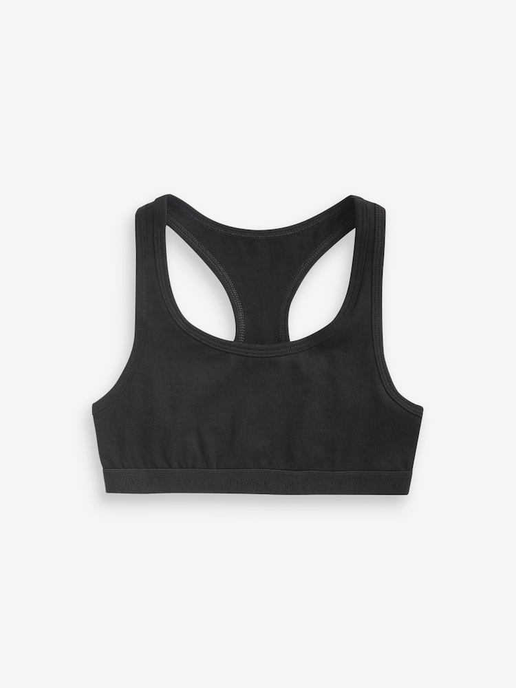 Black/Grey/White Racer Back Crop Tops 3 Pack (5-16yrs) - Image 2 of 4