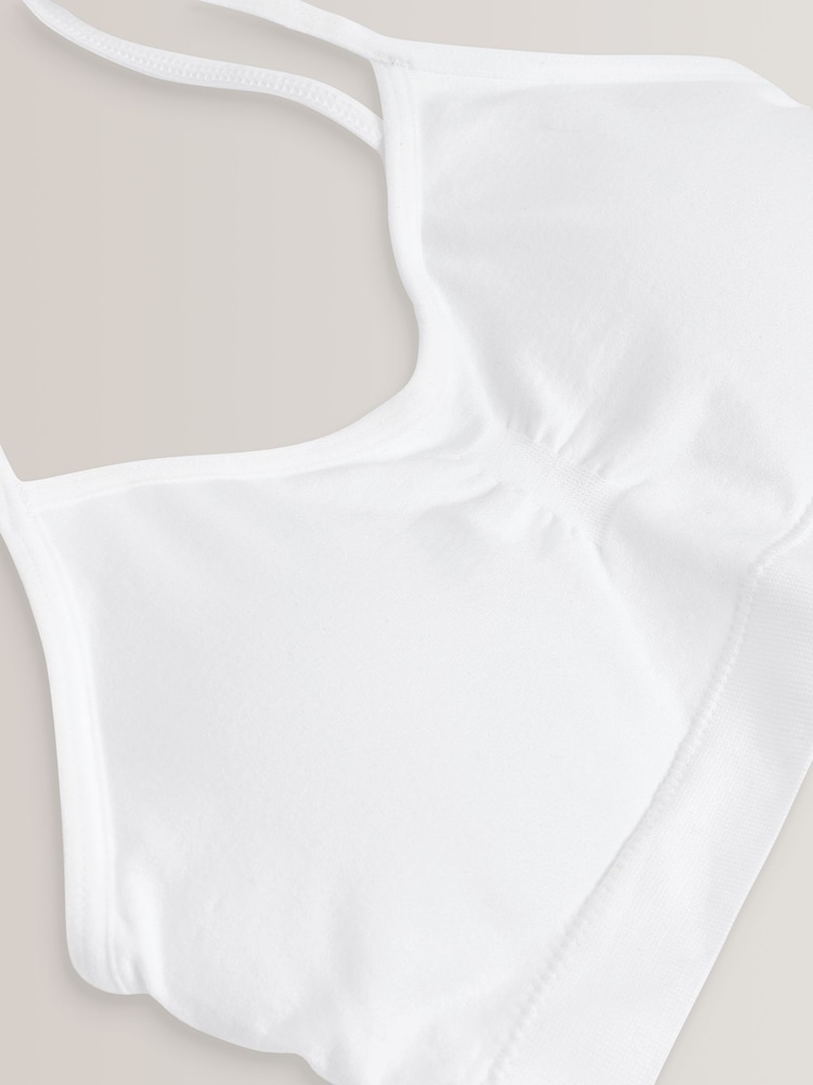 White Seam Free Strappy Crop Tops 2 Pack with Removable Lightly Padded Cups (7-16yrs) - Image 4 of 4