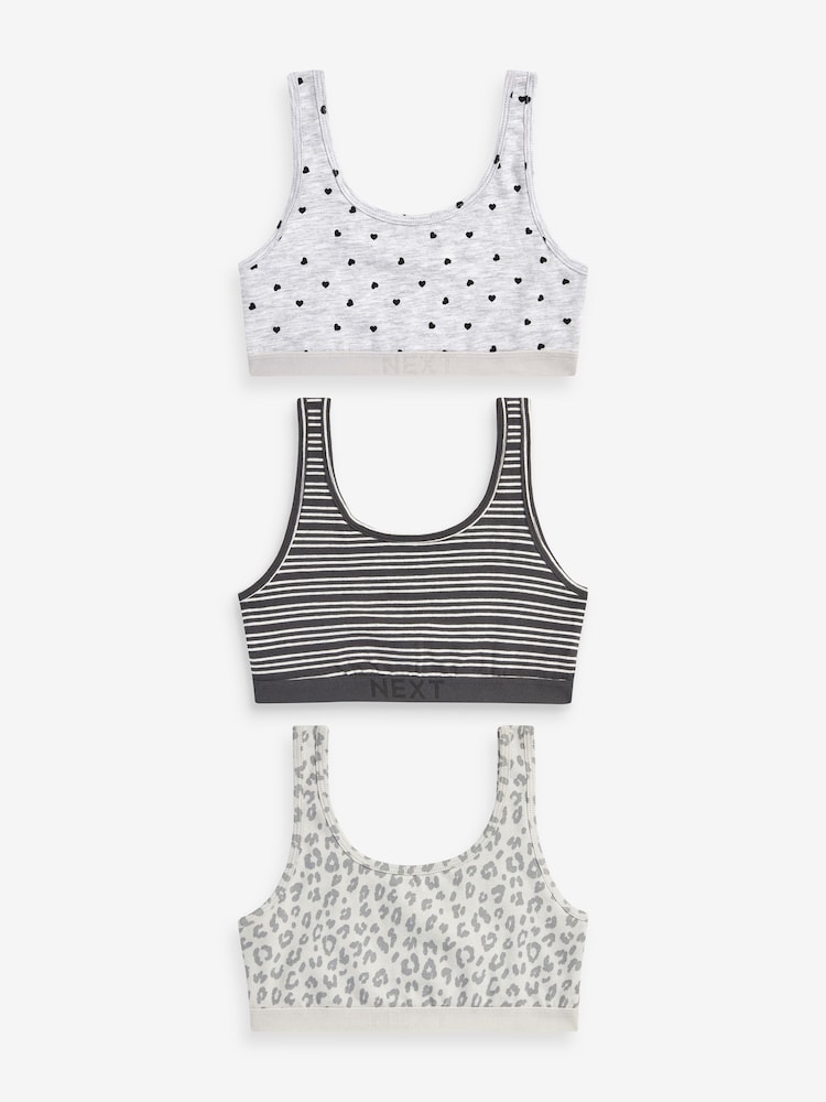 White/Grey Spots Crop Tops 3 Pack (5-16yrs) - Image 1 of 5